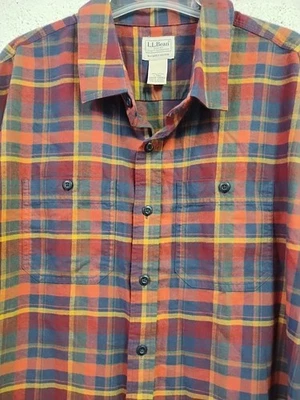 L. L. Bean Ligeramente Ajustado Algodón Franela Cuadros Para Hombre Talla Grande Alto Usado en Excelente Condición Botón Foto 1 de 4