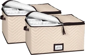 Juego de 2 cajas de almacenamiento de champán y vino con divisores - cada una tiene capacidad para 12 vasos - Imagen 1 de 28