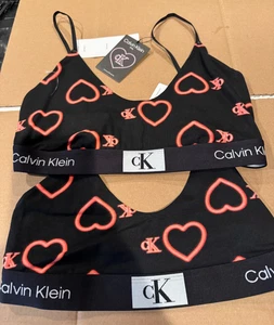 TWO (2) of Calvin Klein 1996 V-Day Cotton Stretch Unlined Bralette QF7477 NWT - Picture 1 of 9
