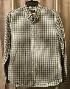 J Crew Hemd Herren Large blau weiß kariert Button Down Slim ungesteckt Flex Washed - Bild 1 von 8