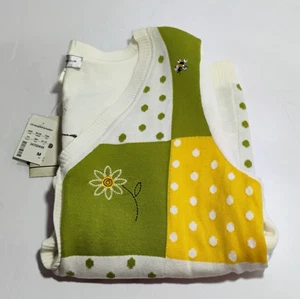 NUEVO CON ETIQUETAS Christopher & Banks Cárdigan Suéter Mujer Talla M Blanco Verde Amarillo ABEJAS - Imagen 1 de 9
