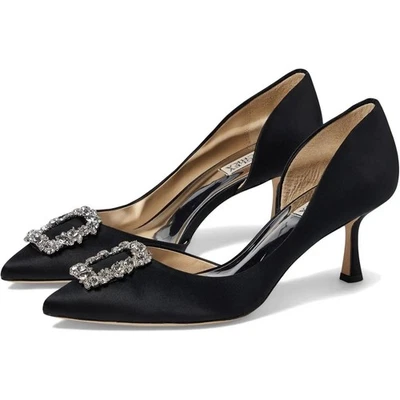Zapatos de salón Badgley Mischka para mujer Fabia Ii adornados EE. UU. 9 negros satinados sin cordones nuevos en caja  Foto 1 de 4
