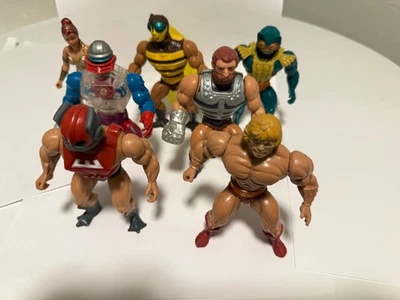 MOTU Lot 7 Figures – He-Man, Man-At-Arms, Zodac, Roboto, Buzz-Off, Teela, Merman - Image 1 of 4