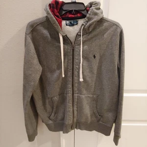Polo Ralph Lauren Herren Karo Kapuze Reißverschluss Hoodie Sweatshirt Grau Gr. Large - Bild 1 von 4