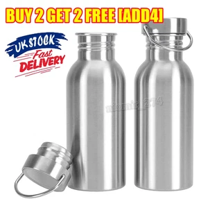 Stainless Steel Water Bottle Cycling Wide Mouth Metal Sports & Gym Drink Flask - Picture 1 of 17