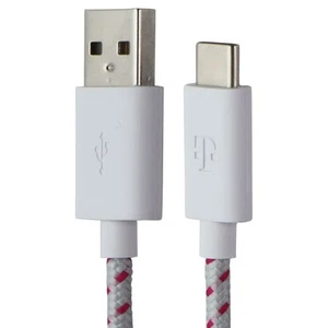 T-Mobile Tressé Usb-A Vers Usb-C Câble 1m - Rose / Gray - Photo 1 sur 1