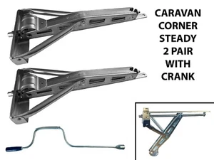 4 pcs Caravan Corner Steady Leg Galvanised Trailer Steadies with Leg Winder - Picture 1 of 3