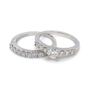 14K White Gold Diamond Bridal Set 1.08 CTW w/ 0.41 Carat Center - Picture 1 of 3