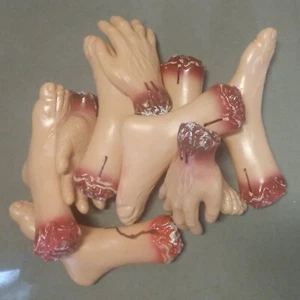 VTG LOT OF 9 Halloween Blow Mold prop Bloody Severed Hands & Feet - Picture 1 of 12