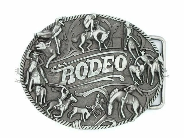 Fivela de cinto de metal original Western Rodeio Race Cowboy Bull Horse Riding - Imagem 1 de 1