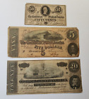 3 1864 Civil War Confederate Notes $0.50, $5 and $20