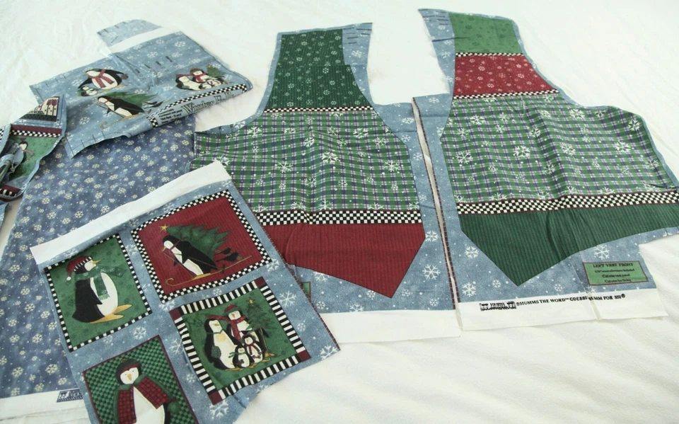 Debbie Mumm Invierno Locuras Chaleco Panel + Forro Tela Azul Copo de Nieve Pingüino Años 90 Foto 1 de 4