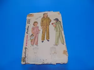 Pigiama due pezzi vintage anni '40 modello di cucito semplicità 2054 bambina taglia 6 - Foto 1 di 3