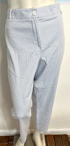 Talbots Women's Perfect Crop Pants Blue/White Pinstripes Sz 16 NWT - Picture 1 of 4