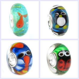 Bug Fish Penguin Lampwork Glass Bead w/ Sterling Silver Core for European Charm