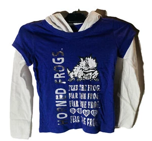 Colosseum Athletics Girls' TCU Horned Frogs Hooded Long-Sleeve T-Shirt XS - Picture 1 of 7