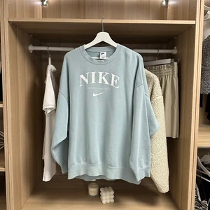 Nike Womens Spellout Sweatshirt Size XS Blue Big Logo Retro -- Very Oversized. - Picture 1 of 5