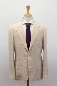 NWT$4295 Brunello Cucinelli Men 100% Linen Stripe Print Sport Coat 50/ 40US A248 - Picture 1 of 9