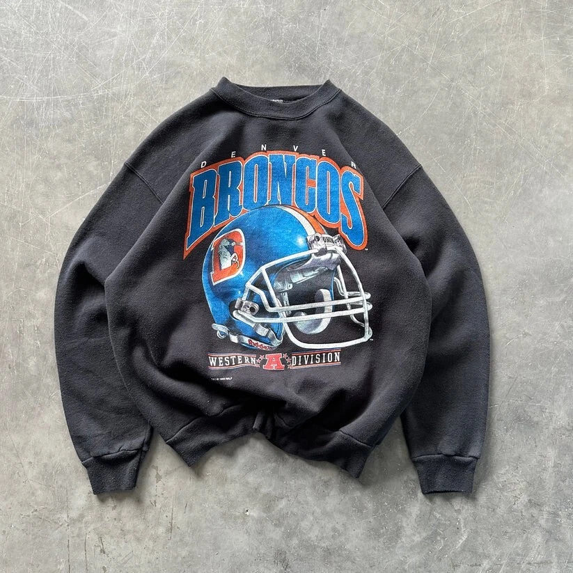 Denver Broncos NFL Logo Gráfico Color Negro Sudadera Hombres Mujeres KV21597 Foto 1 de 1