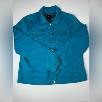 Women's Bonita Solid Teal Pockets Button Up Long Sleeve Jacket Size 44EU/12 US - Image 1 of 4