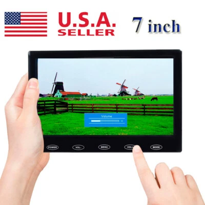 US-7" Display Small Portable Monitor LCD Screen AV VGA HDMI Security Speaker - Image 1 of 4