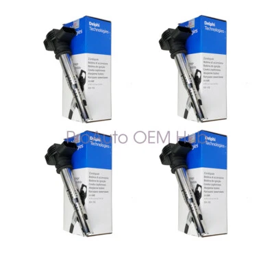 07K905715F 4Pcs Delphi OEM Ignition Coils for VW Eos Passat GTI AUDI A3 A4 2.0T - Image 1 of 4