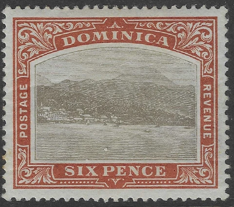DOMINICA SG32 1903 6d Black & Chestnut, Mounted Mint Cover