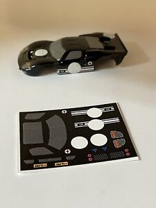 Decal kit for AFX GT40 HO slot car body BLACK With White stripes