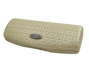 NEW Helium Paris Cream Gold Hard Clamshell Eyeglasses Case Spring Closure - Bild 1 von 5