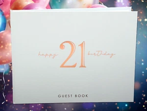 21st Birthday Guest Book Keepsake Signing and Message Book White - Picture 1 of 4