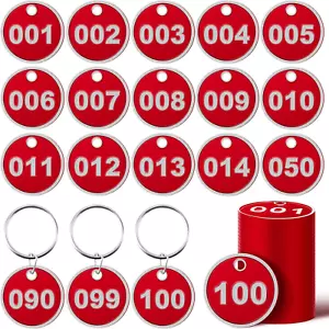 Tandefio 1-100 Numbered Key Tags round ID Aluminum Alloy Metal Number Tags - Picture 1 of 12