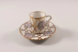 Fraureuth S&S Sontag & Söhne 1812 Mokka- Sammeltasse Untertasse Rosen um 1930 Ju - Bild 1 von 8