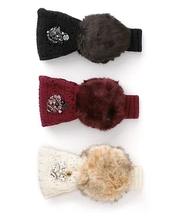 JUICY COUTURE BLACK LUXE FAUX FUR POINTELLE HEADBAND ORG. $58.00 ONE SIZE BNWT - Picture 1 of 1