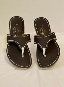 Preowned KINO Womens Leather Sandals Flip Flop Made In Key West Brown Size 8 - Picture 1 of 5