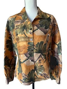 Vintage Dana Buchman 100 % Seide Blumen tailliert Bluse Knopfleiste 12 - Bild 1 von 7