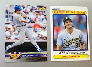 Jose Canseco 1992 Oberdeck Dreifachkrone Einsatz und 1990 Fleer #629 - Bild 1 von 4