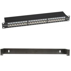 Shielded 24-port Cat6a Patch Panel, 10Gbit, 110 Type, comes with 1U Wall Bracket - Picture 1 of 6