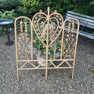 Vintage Peacock Cane Rattan Single Headboard Boho Decor Tiki Ornate Iconic - Picture 1 of 12