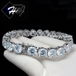 8.5"MEN WOMEN SOLID 925 STERLING SILVER 8MM ICY BLING CZ 1 ROW TENNIS BRACELET*1 - Picture 1 of 6