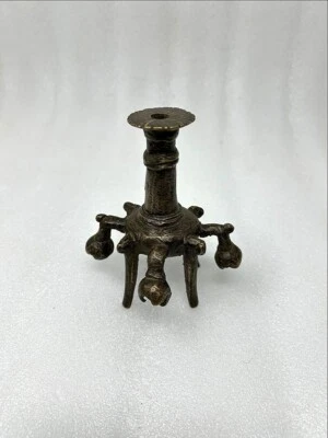 Vintage Brass Surma Dani Powder Pot Old Hand Crafted Mughal Period Eyeliner Pot - Image 1 of 4