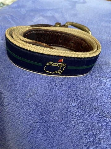 The Masters golf belt Size 30/75 Green Brown Leather RARE Cover