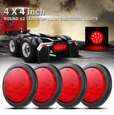 4X 4"inch Round LED Truck Trailer Stop Turn Tail Brake Lights for Freightliner - Image 1 of 4