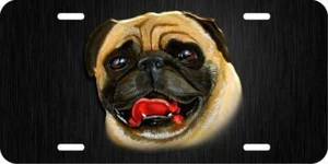 Pug Dog Head Pet Pets Animal Friend Aluminum Car Vanity Plate Tag LP224 - Picture 1 of 2