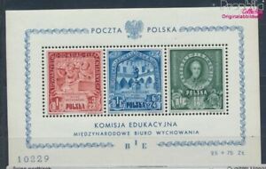Polonia Bloque 9 nuevo con goma original 1946 educación (8112246