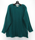 Vintage Diane Von Furstenberg Sweater Women 1X 2X Plus Green Pullover Cable Knit