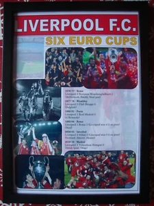 Liverpool FC Six European Cups - updated 2019 - framed print - Picture 1 of 2