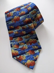J Jerry Garcia Blue Musical Fish Silk Tie - Imagen 1 de 5