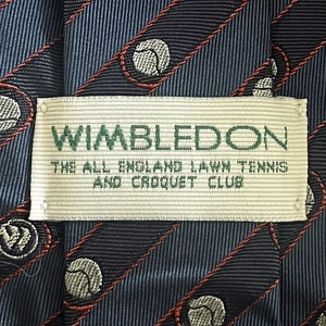 £95 WIMBLEDON MENS TENNIS LOGO WOVEN STRIPE SILK TIE MADE IN UK Y5 - Picture 1 of 13