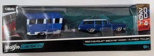 2016 Maisto Design Tow & Go Blue 1962 Chevrolet Biscayne Wagon Alameda Trailer - Picture 1 of 15