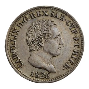 Moneda de plata pequeña 5T de 50 centesimi de los Estados italianos de CERDEÑA 1826 Charles Felix - Imagen 1 de 2